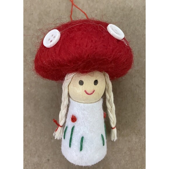 Silver Tree Mushroom Girl Felted 3 inch Christmas Ornament NWT 2021 - Picture 2 of 3